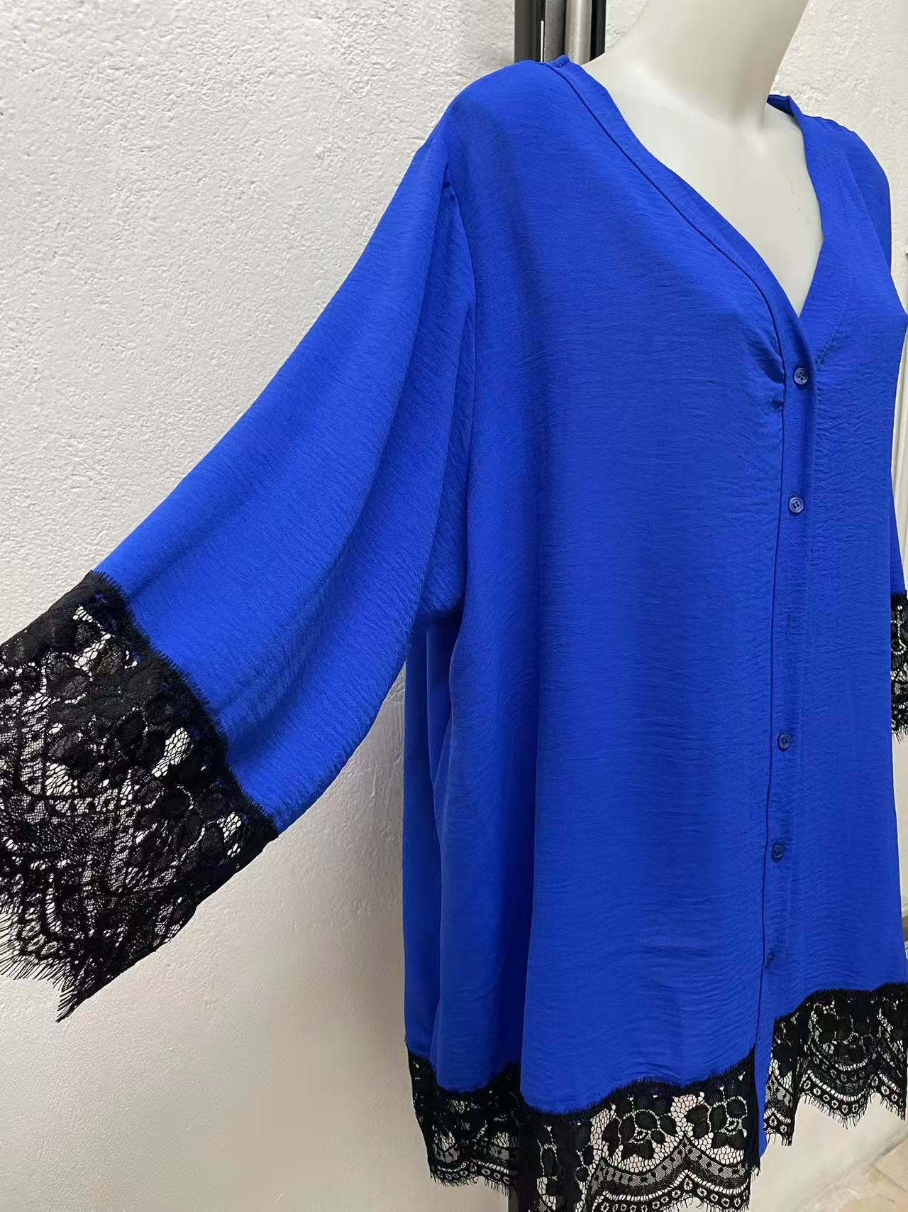 Camicia con pizzo Cod.Fe089 Tg.58 - 60 - taglie_forti