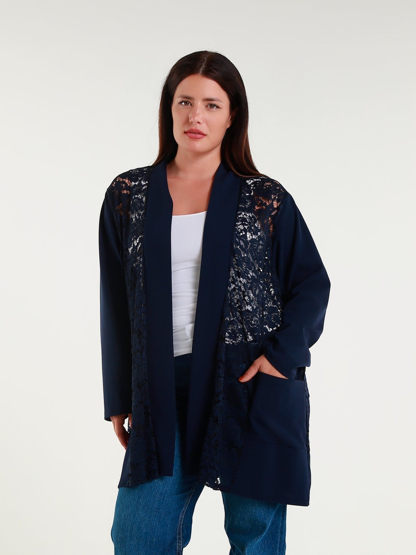 Cardigan di pizzo Cod.Lu346 Tg. 56 - 58 - taglie_forti
