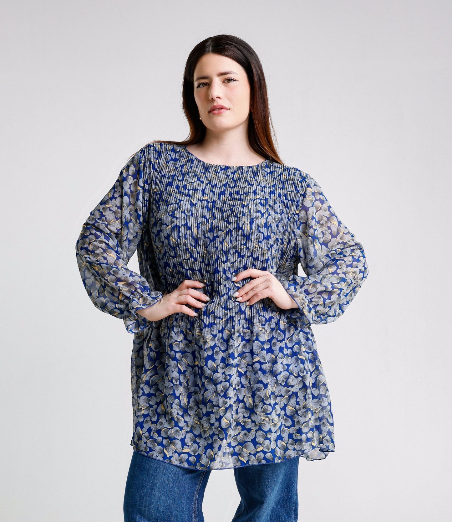 Maglia plissettati foderata Cod.Ma363 Tg.60 - 62 - #taglie_forti#