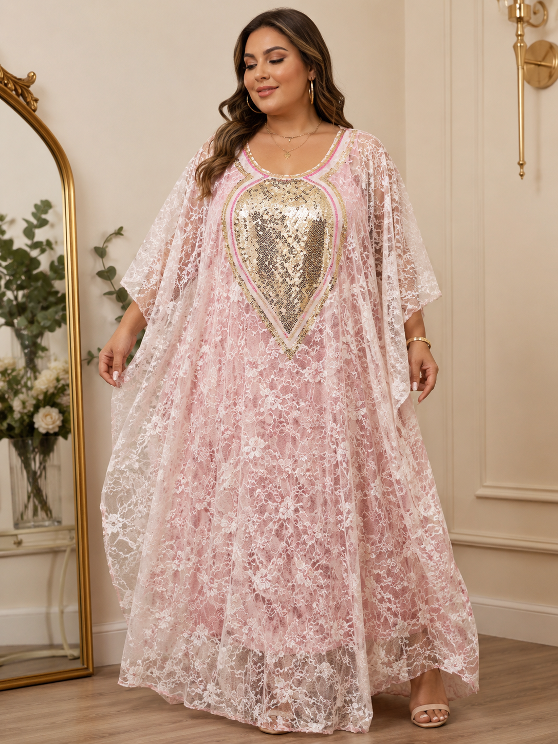 Caftan en dentelle Réf. Gi086 Taille 60-64